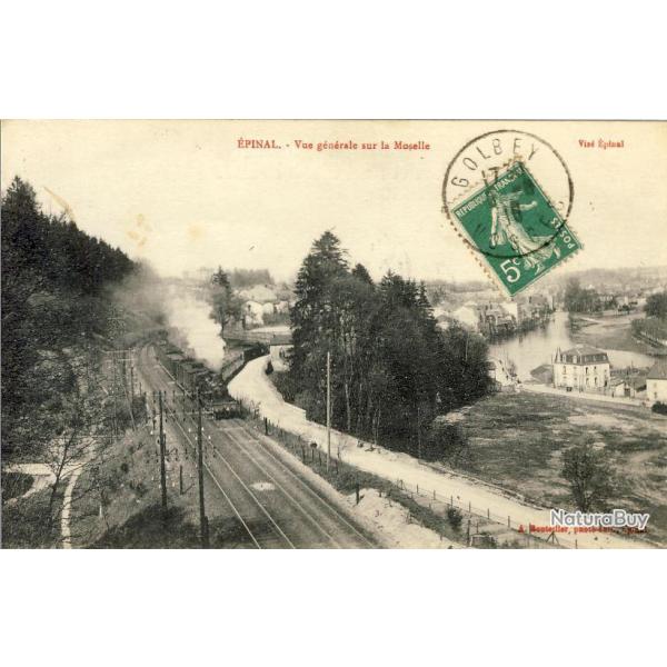 CPA 88 VOSGES Epinal Vue gnrale sur la Moselle Chemin de fer train