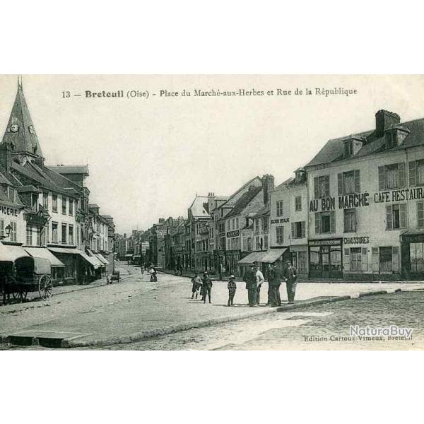 CPA 60 OISE BRETEUIL Place du March aux herbes publicit