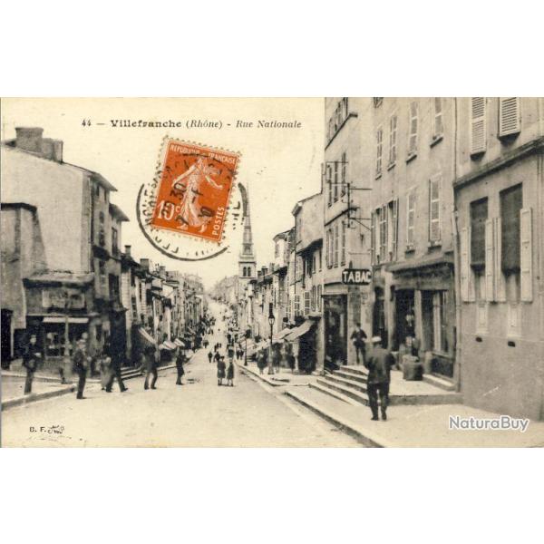 CPA 69 Rhne Villefranche Rue Nationale Surtaxe timbre
