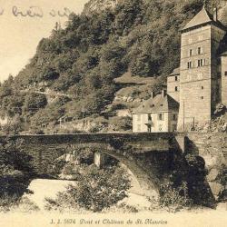 CPA Suisse Valais Pont du château de St Saint Maurice