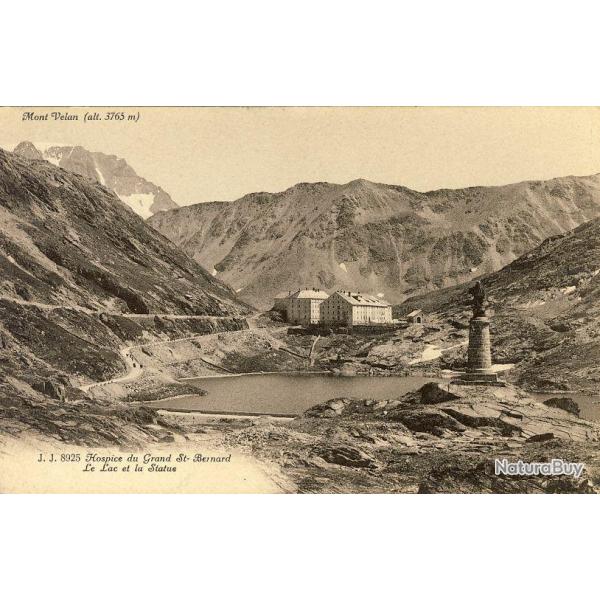 CPA Suisse Valais Hospice du Grand St Bernard Lac et statue