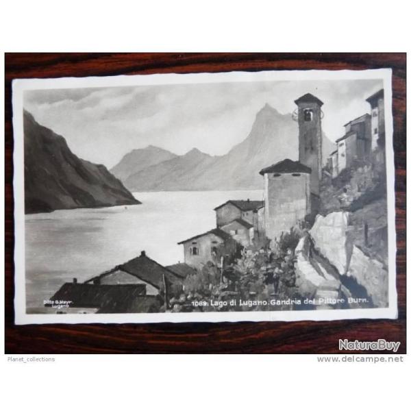 CP Photo Suisse Tessin Lago Lugano Gandria Pittore Burn