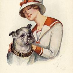 CPA illustrée KASKELINE Fred Femme Mode Animaux