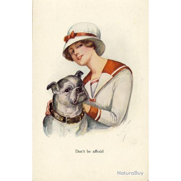 CPA illustre KASKELINE Fred Femme Mode Animaux