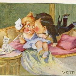 CPA illustrée RIGHT Enfant Humour chien amour Vertigo