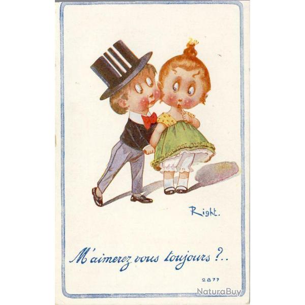 CPA illustre RIGHT Anglais British Enfant Humour Amour