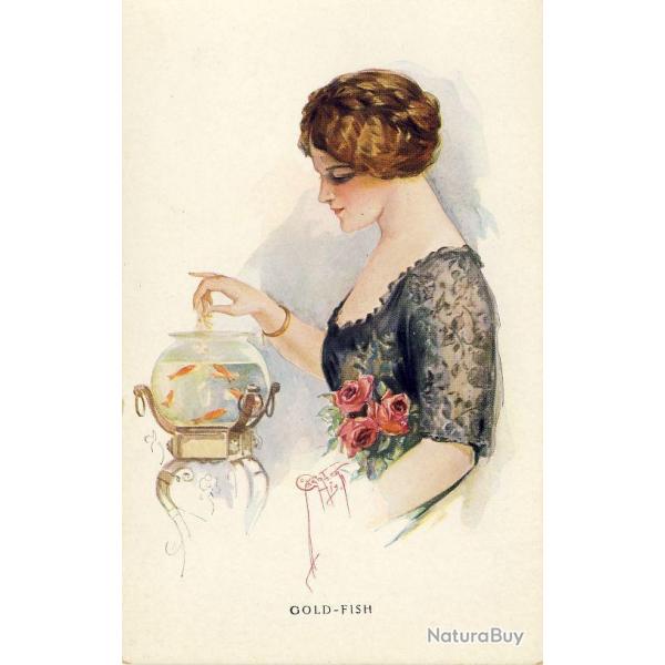 CPA illustre BARBER Court Femme Mode Sduction