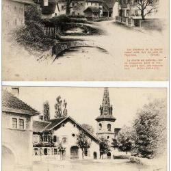 2 CPA illustrée Ch. KERN Motiers et Glovellier  Suisse