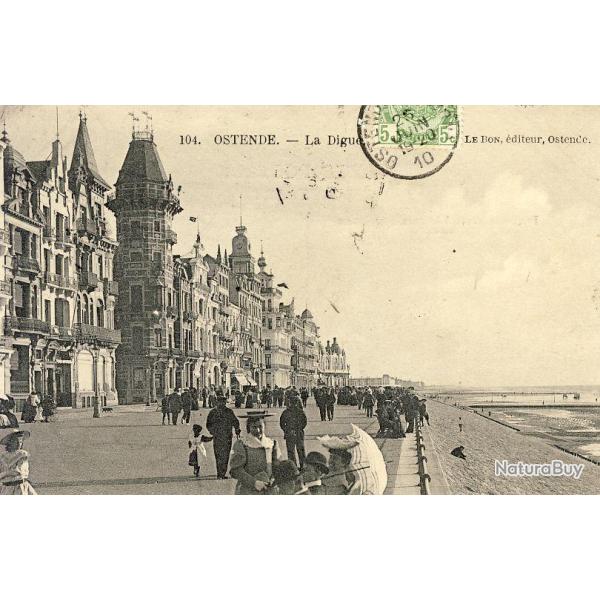 CPA Belgique Ostende La digue anime