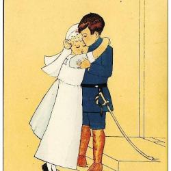 CPA illustrée ZANE Guerre Infirmière Croix rouge Soldat