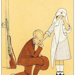 CPA illustrée ZANE Guerre Infirmière Croix rouge Soldat