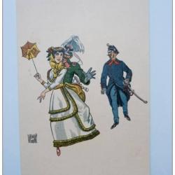CPA Illustrée W. de MAY N°9 Guide & Infanterie 1870