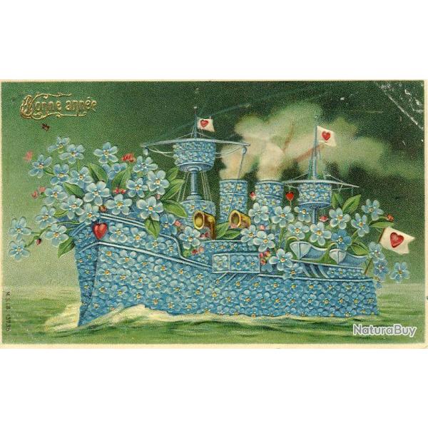 CPA Bonne Anne - 1907 Bateau fleur coeur amour