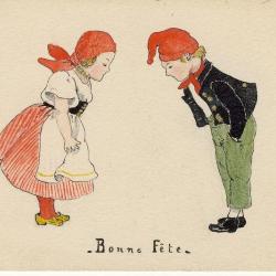 CPA illustrée  M. A. Bonne fête Costume enfants 1912