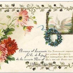 CP Bonne Fête Fleur colombe 1903