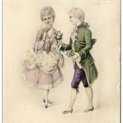 CPA illustrée Bonne Année Couple Costume 1916 Wien
