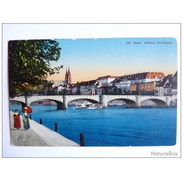 Carte Postale Suisse Basel Ble Mittlere Rheinbrcke
