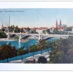 Carte Postale Suisse Bâle Pont de Wettstein Cathédrale