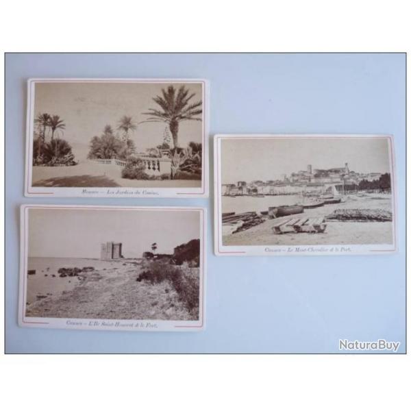 Lot de 3 Photos Cannes Monaco Ile Fort Port Jardins