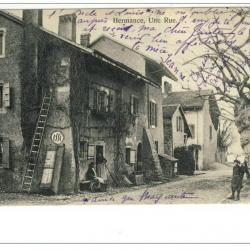 CPA Suisse Genève Hermance Une Rue Animée 1911