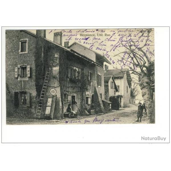CPA Suisse Genve Hermance Une Rue Anime 1911