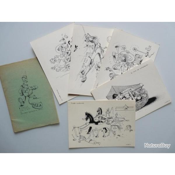 Srie 5 CPA illustre HUMBERT CL Croquis vie Militaire