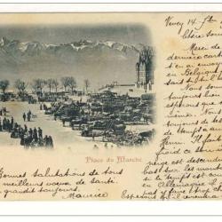 CPA Suisse Vaud Vevey - Place du Marché 1903