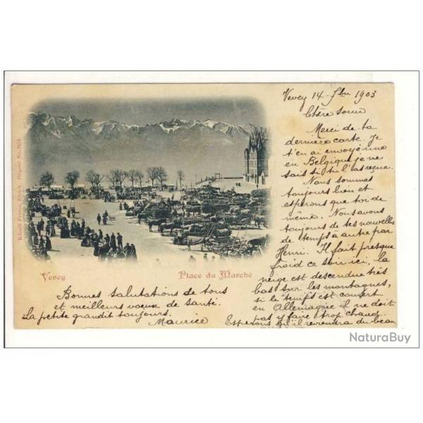 CPA Suisse Vaud Vevey - Place du March 1903