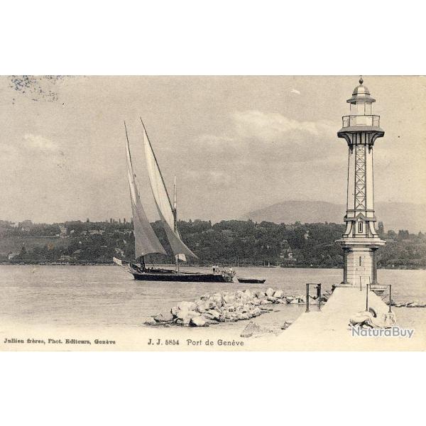 CPA Suisse Genve Port de Genve Voilier bateau