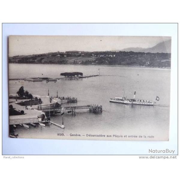 CPA Suisse Genve Dbarcadre aux Paquis Bateau