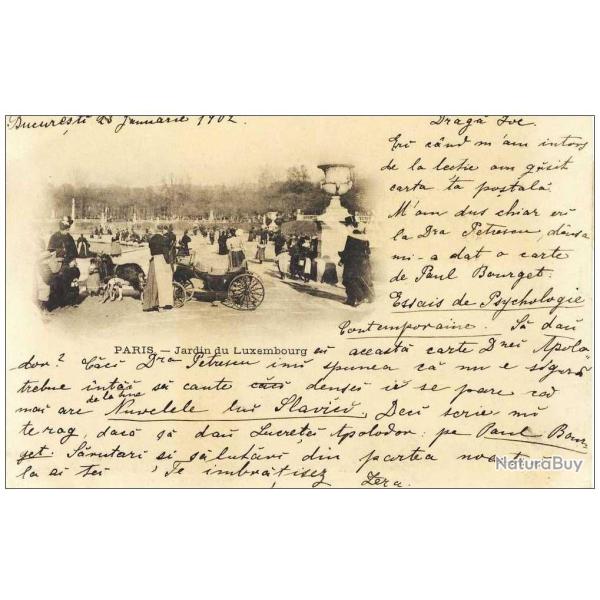 CPA 75 PARIS Jardin Luxembourg 1902 Voiture Chvres