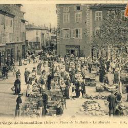 CPA 38 ISERE Le Péage de Roussillon Place halle Marché