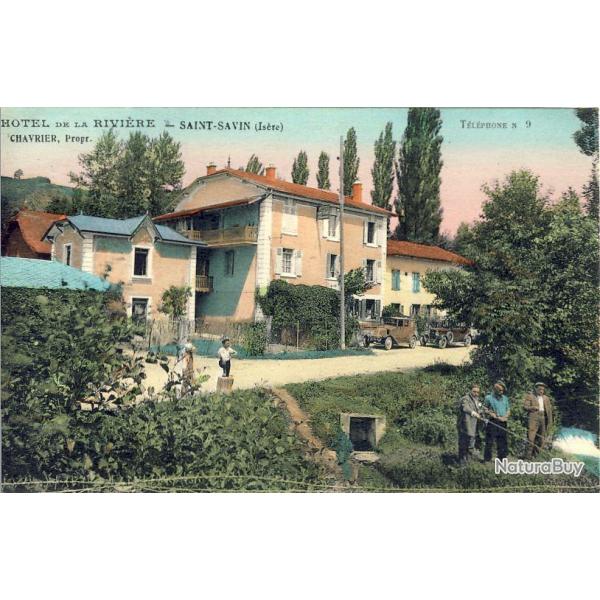 CPA 38 ISERE Saint Savin Htel de la Rivire pcheurs