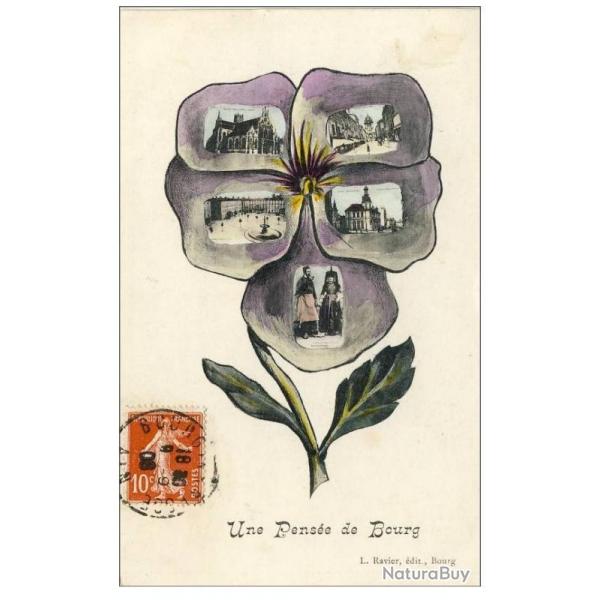 CPA 01 AIN Une Pense de Bourg Fleur Violette 1908
