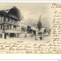 CPA Suisse Fribourg Charmey Animé petit village