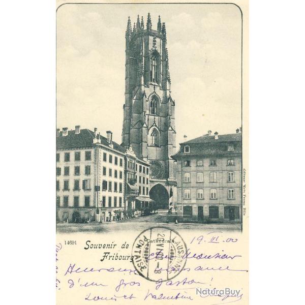 CPA Suisse Fribourg Souvenir Fribourg Cathdrale 1900
