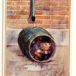 CPA illustrée GILSON L´embusqué à l´abri caricature Anglais
