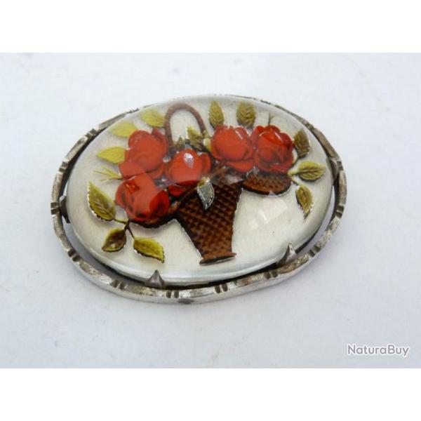 Broche ancienne verre glomis bijoux
