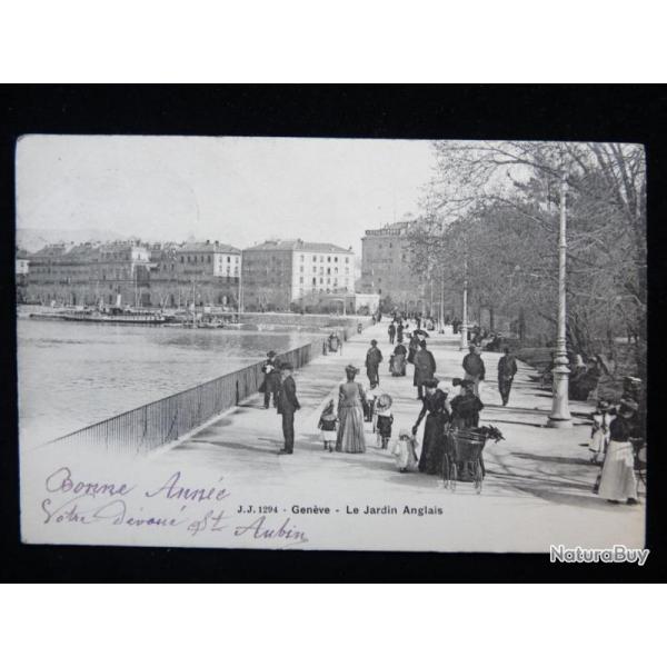 CPA Suisse Genve Le Jardin Anglais Anim 1907