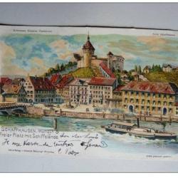 CPA SUISSE Schaffhouse Schaffhausen mit Schiffslande C. Steinmann