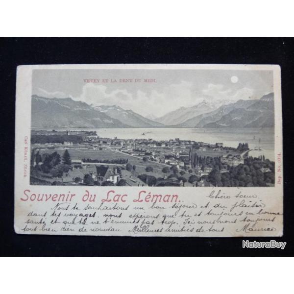 CPA Suisse Vaud Vevey Souvenir du Lac Lman 1903