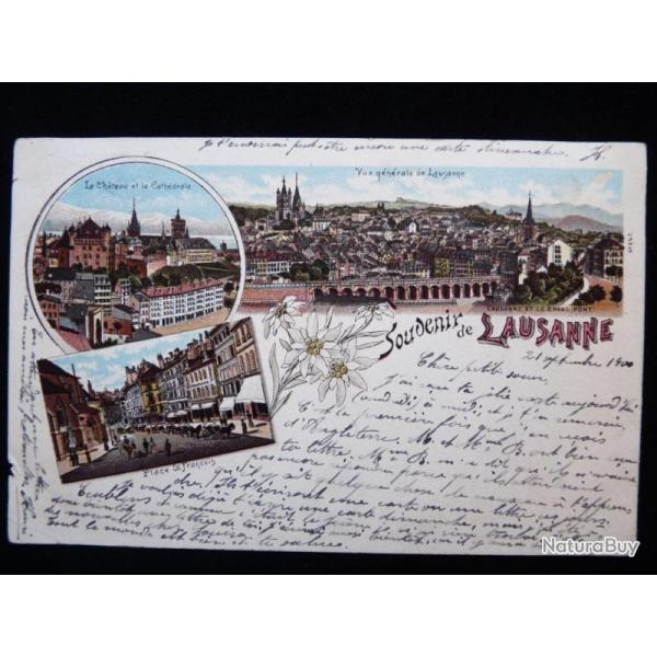 CPA Suisse Vaud Souvenir de Lausanne 1900