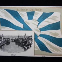 CPA Suisse ZURICH Drapeau Relief n°14401