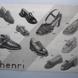 Dessin Aquarelle A. RUFFIEUX Pub Chaussures HENRI