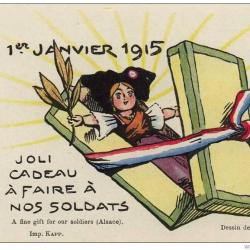 CPA illustrée METIVET Lucien Voeux soldats 1915 Alsace