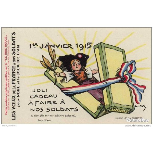 CPA illustre METIVET Lucien Voeux soldats 1915 Alsace