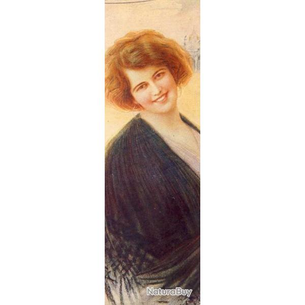 2 petites CPA illustres Italie Italia Belle femme