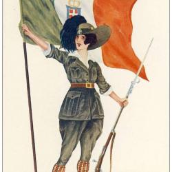 CPA Illustrateur SAGER Xavier Femme soldat mode