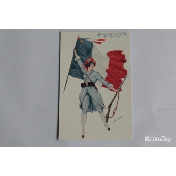 CPA Illustrateur SAGER Xavier Femme soldat mode