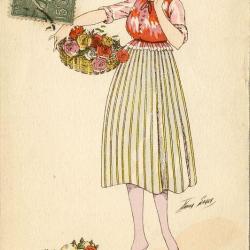 CPA illustrateur SAGER Xavier Femme Bonne Fête 1918